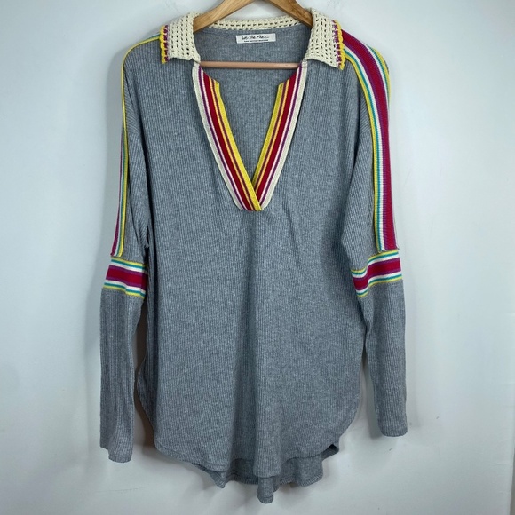 We The Free People Top S Feeling Magical Ribbed Oversized Crochet Rainbow Pride - Picture 3 of 12